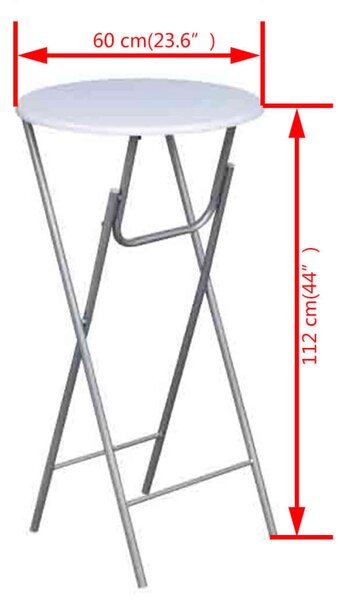 VidaXL Összecsukható Bárasztal - 4 db - Fehér - 60x60x112cm