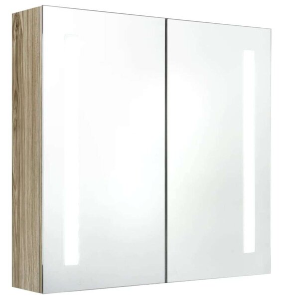 VidaXL tölgyszínű LED-es tükrös fürdőszobaszekrény 62 x 14 x 60 cm