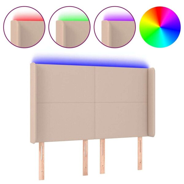VidaXL Ágytámlá - Cappuccino Műbőr - LED-es - 147x16x118/128cm
