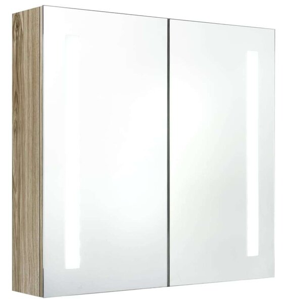 VidaXL tölgyszínű LED-es tükrös fürdőszobaszekrény 62 x 14 x 60 cm
