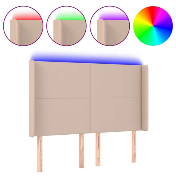 VidaXL Ágytámlá - Cappuccino Műbőr - LED-es - 147x16x118/128cm