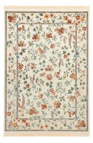 Krémszínű viszkóz szőnyeg 135x195 cm Oriental Flowers – Nouristan