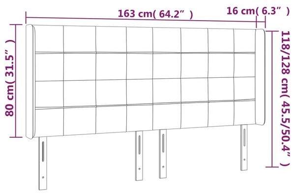 VidaXL sötétkék bársony LED-es fejtámla 163x16x118/128 cm