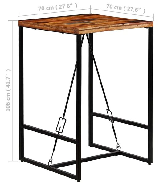 VidaXL újrahasznosított tömör fa bárasztal 70 x 70 x 106 cm