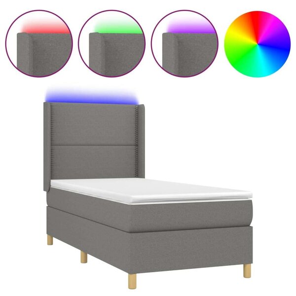 VidaXL LED-es Ágy - 90x200 cm - Sötétszürke