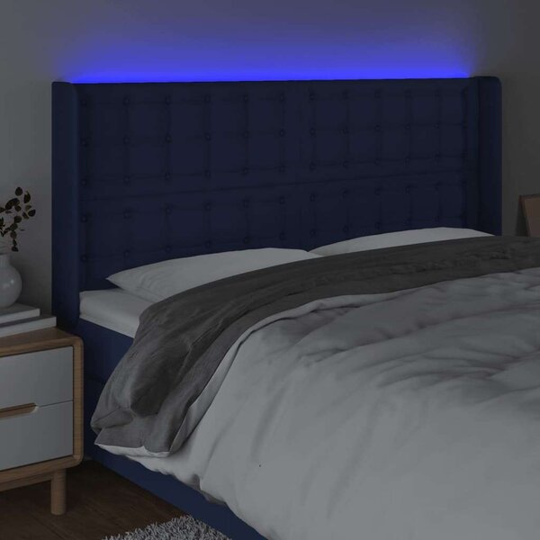 VidaXL kék szövet LED-es fejtámla 183x16x118/128 cm