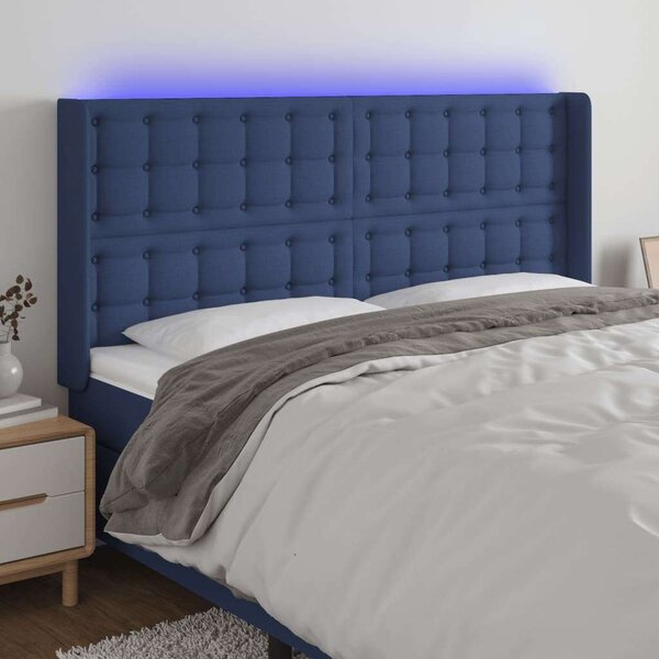 VidaXL kék szövet LED-es fejtámla 183x16x118/128 cm