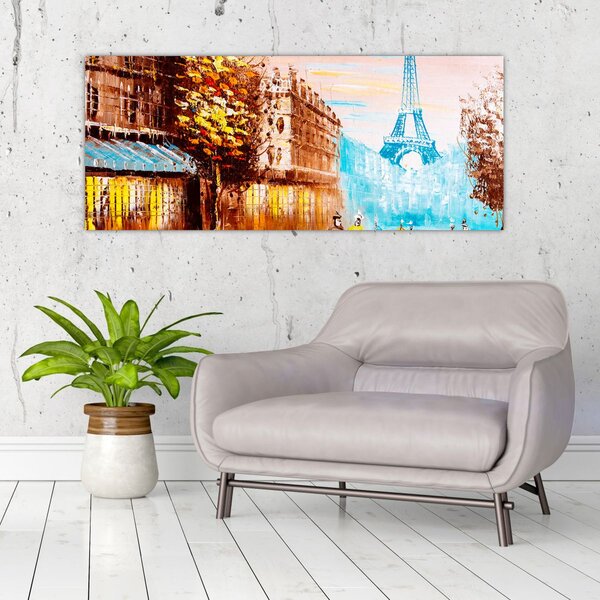 Kép - Esős idő és az Eiffel-torony (120x50 cm)