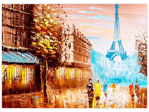 Kép - Esős idő és az Eiffel-torony (70x50 cm)
