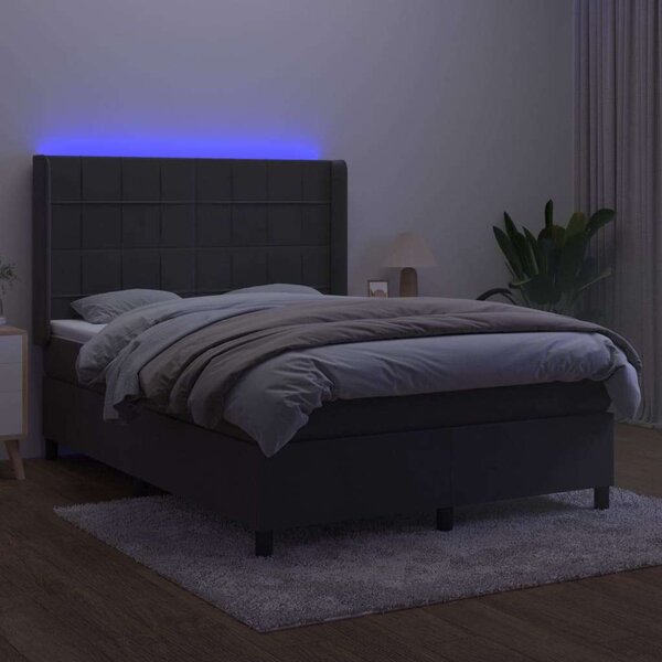 VidaXL Bársony Ágy LED-del - 140x200 cm