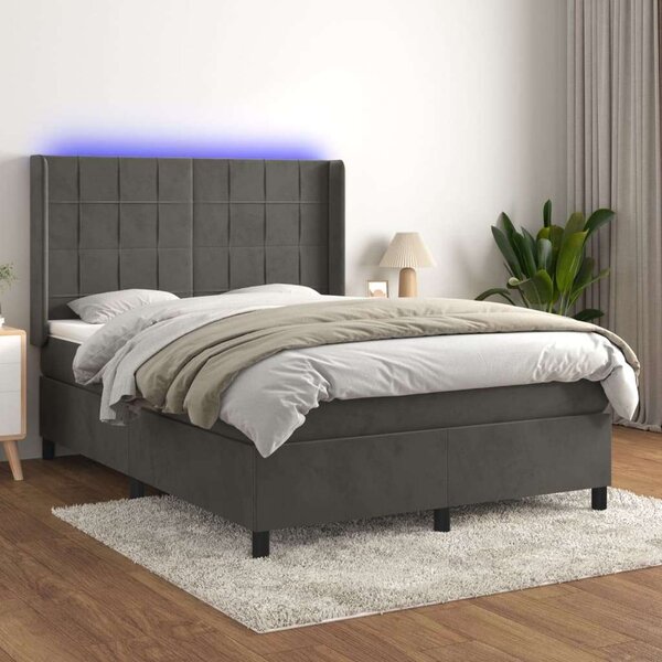 VidaXL Bársony Ágy LED-del - 140x200 cm