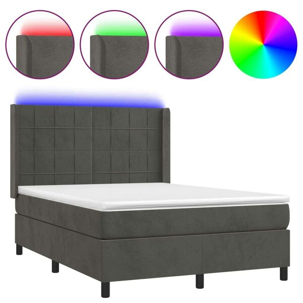 VidaXL Bársony Ágy LED-del - 140x200 cm