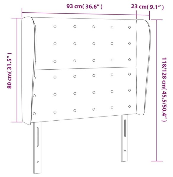 VidaXL Szürke Ágyfejtámla Szárnyakkal - 93x23x118/128cm