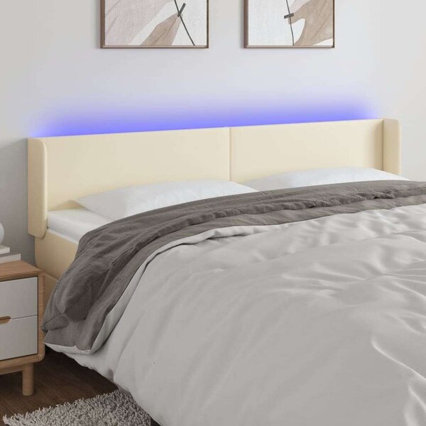 VidaXL krémszínű műbőr LED-es fejtámla 183 x 16 x 78/88 cm