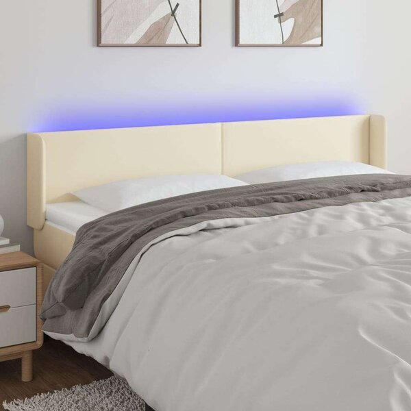 VidaXL krémszínű műbőr LED-es fejtámla 183 x 16 x 78/88 cm