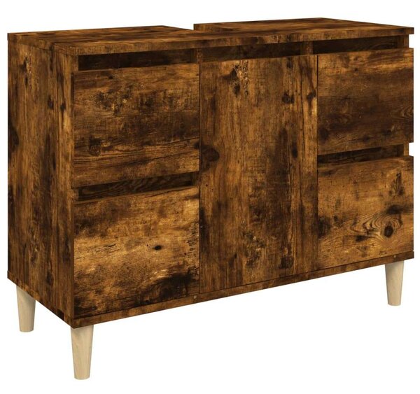 VidaXL füstös tölgyszínű szerelt fa mosdószekrény 80 x 33 x 60 cm