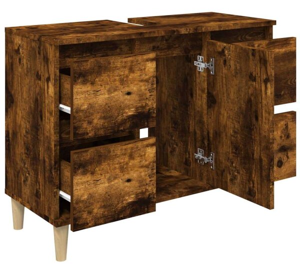 VidaXL füstös tölgyszínű szerelt fa mosdószekrény 80 x 33 x 60 cm