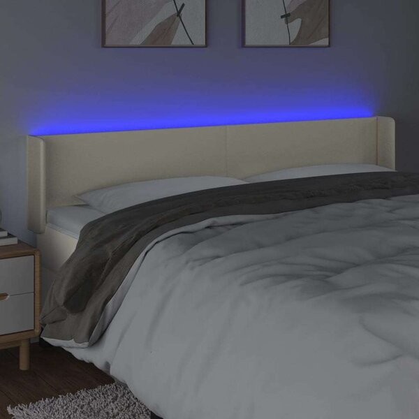 VidaXL krémszínű műbőr LED-es fejtámla 183 x 16 x 78/88 cm
