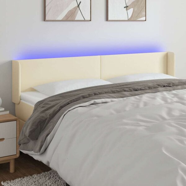 VidaXL krémszínű műbőr LED-es fejtámla 183 x 16 x 78/88 cm
