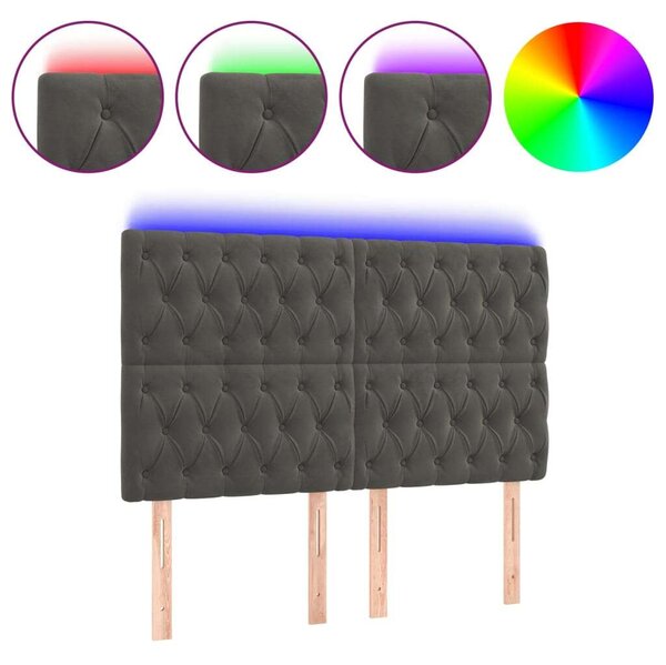 VidaXL Bársony Ágyfejtámla LED - Sötétszürke - 160cm
