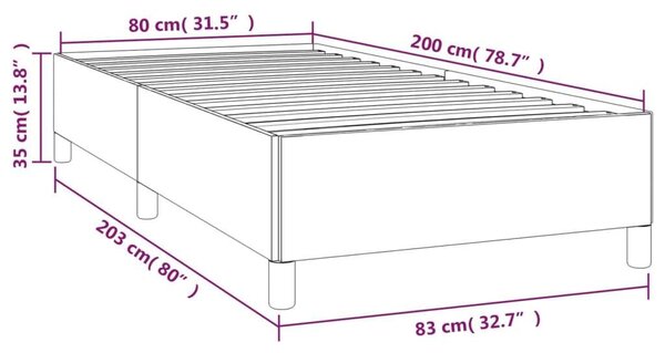 Vidaxl Ágykeret Szövet - 80x200 cm - Világosszürke