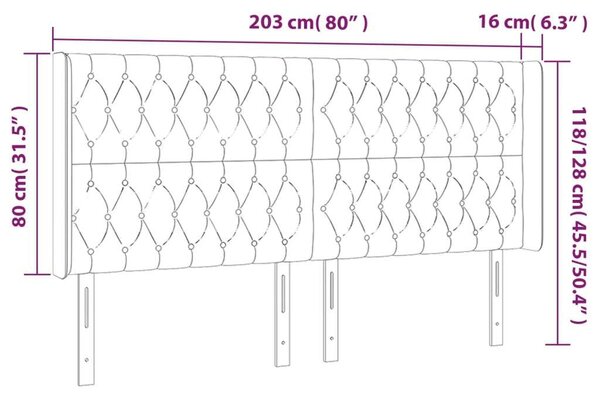 VidaXL LED-es Ágyfejtámla - Sötétszürke - 203cm