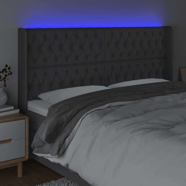 VidaXL LED-es Ágyfejtámla - Sötétszürke - 203cm
