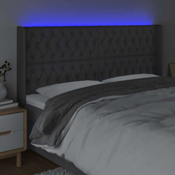 VidaXL LED-es Ágyfejtámla - Sötétszürke - 203cm
