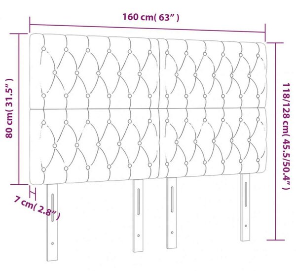 VidaXL Bársony Ágyfejtámla LED - Sötétszürke - 160cm