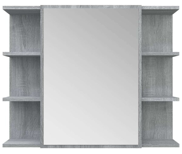 Fürdőszobaszekrény Tükörrel - Sonoma Szürke - 80x20,5x64 cm