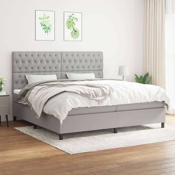 VidaXL világosszürke szövet rugós ágy matraccal 200 x 200 cm