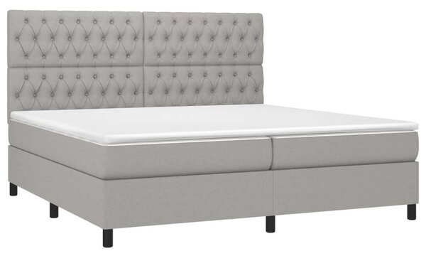 VidaXL világosszürke szövet rugós ágy matraccal 200 x 200 cm