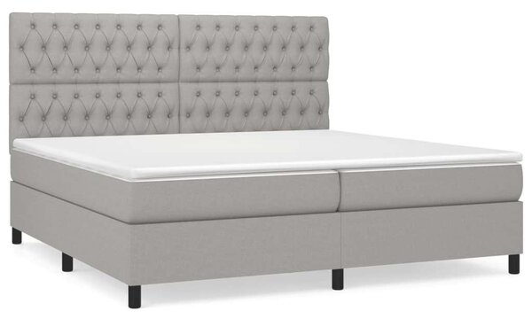 VidaXL világosszürke szövet rugós ágy matraccal 200 x 200 cm