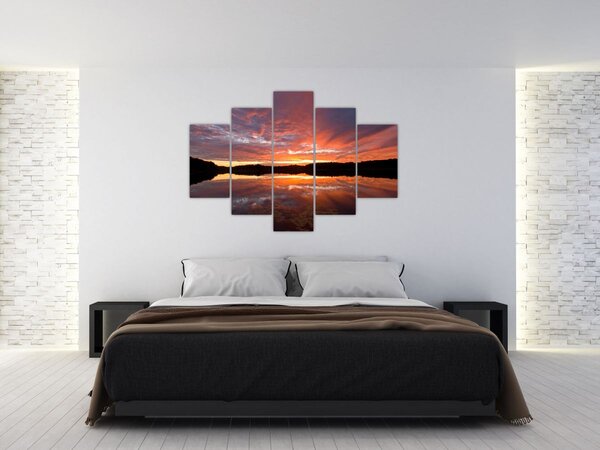 Kép - Naplemente a tó felett (150x105 cm)