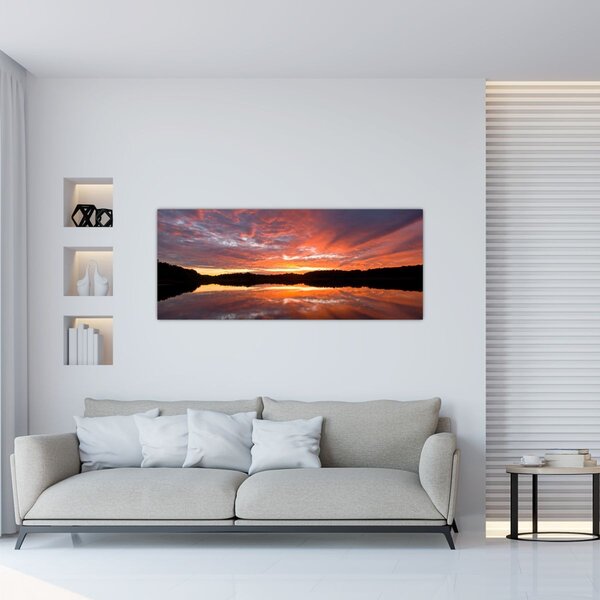 Kép - Naplemente a tó felett (120x50 cm)
