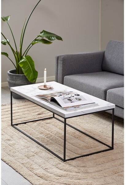 Fehér dohányzóasztal márvány dekoros asztallappal 55x110 cm Barossa – Actona