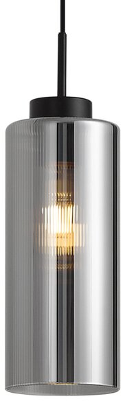 Art Deco függőlámpa fekete füstüveggel 1 fázisú sínrendszerhez - Iconic Laura