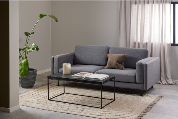 Fekete dohányzóasztal márvány dekoros asztallappal 55x110 cm Barossa – Actona