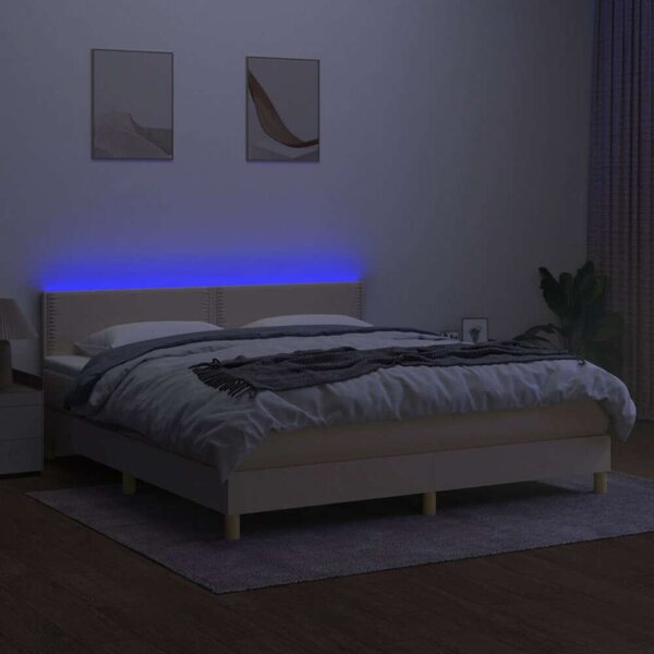 VidaXL Krémszínű Ágy LED-del - 180x200 cm