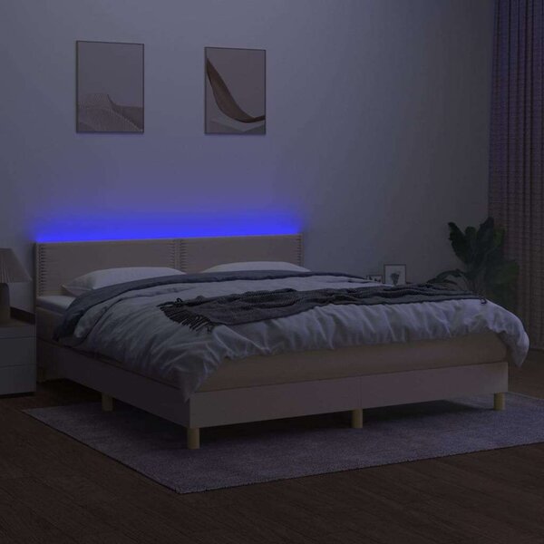 VidaXL Krémszínű Ágy LED-del - 180x200 cm