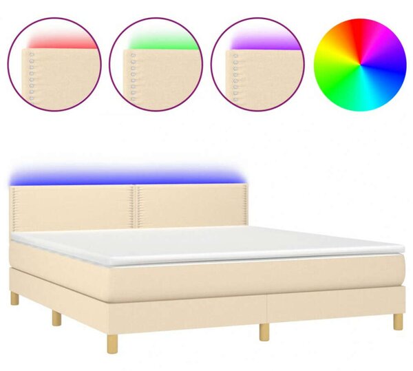 VidaXL Krémszínű Ágy LED-del - 180x200 cm