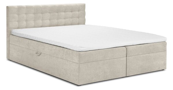 Bézs boxspring ágy tárolóhellyel 200x200 cm Jade – Mazzini Beds