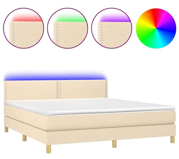VidaXL Krémszínű Ágy LED-del - 180x200 cm