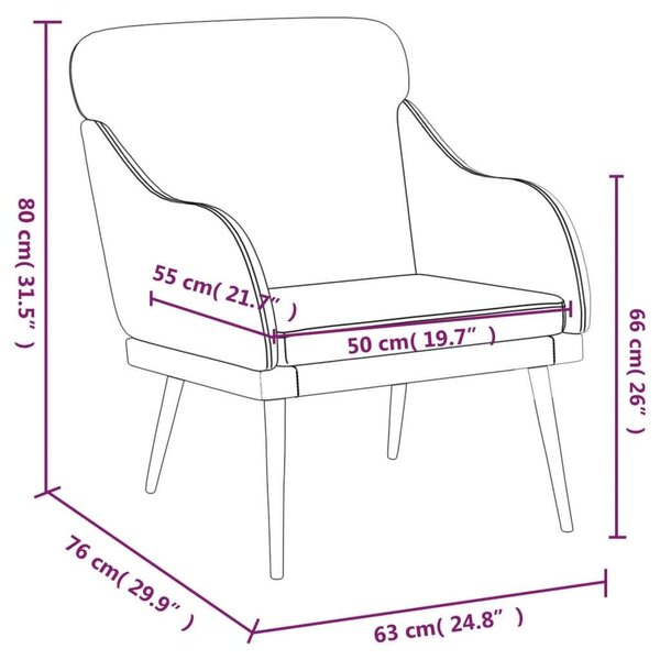 VidaXL fekete műbőr fotel 63 x 76 x 80 cm