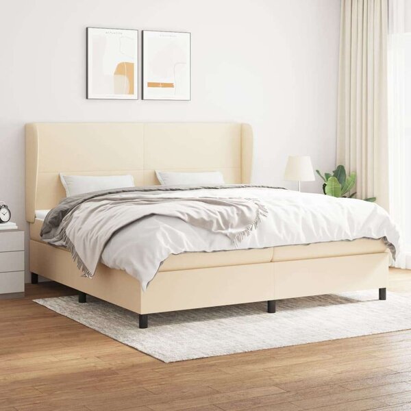 VidaXL krémszínű szövet rugós ágy matraccal 200 x 200 cm