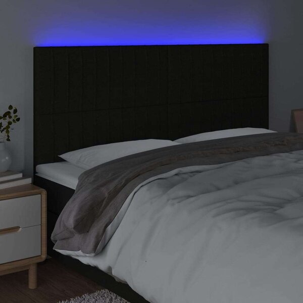VidaXL fekete szövet LED-es fejtámla 180x5x118/128 cm