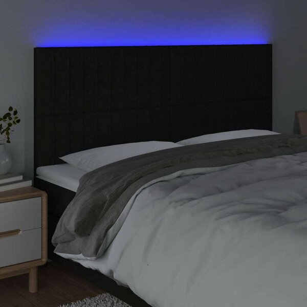 VidaXL fekete szövet LED-es fejtámla 180x5x118/128 cm