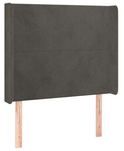 VidaXL LED-es Bársony Ágyfejtámla - Sötétszürke - 83x16x118/128cm