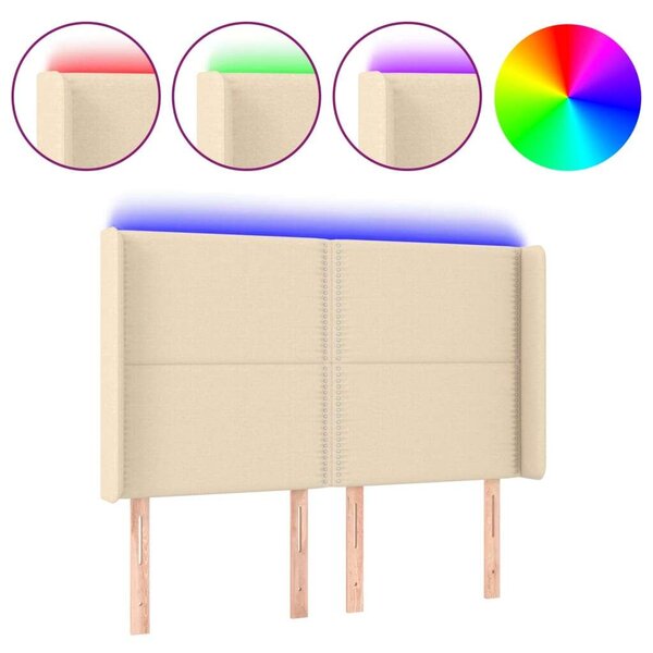 VidaXL krémszínű szövet LED-es fejtámla 147x16x118/128 cm