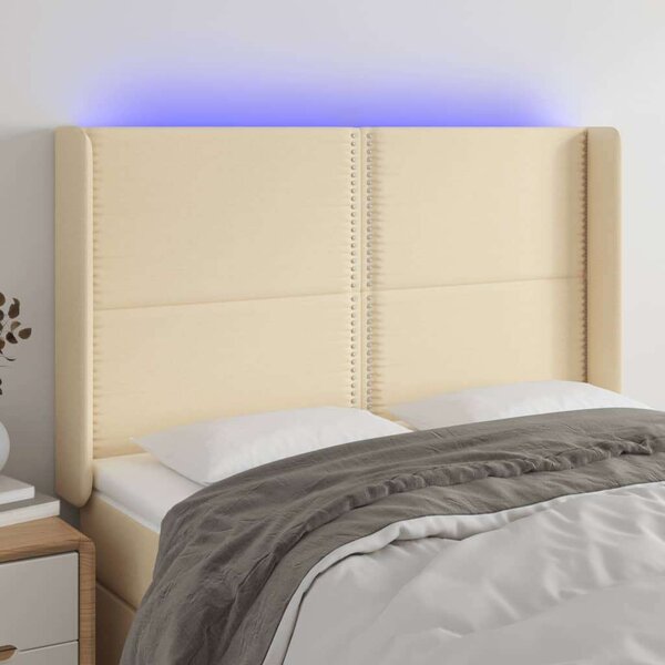 VidaXL krémszínű szövet LED-es fejtámla 147x16x118/128 cm